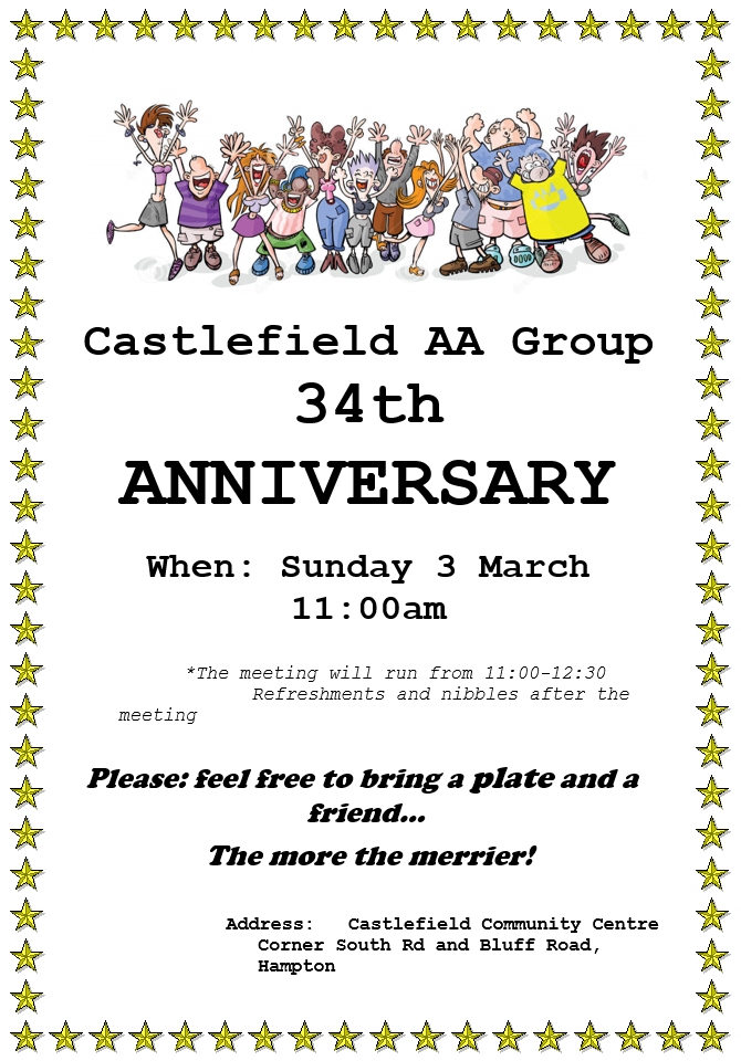 Castlefield Sunday AA Group - 34th Anniversary @ Castlefield Community Centre | Hampton | Victoria | Australia