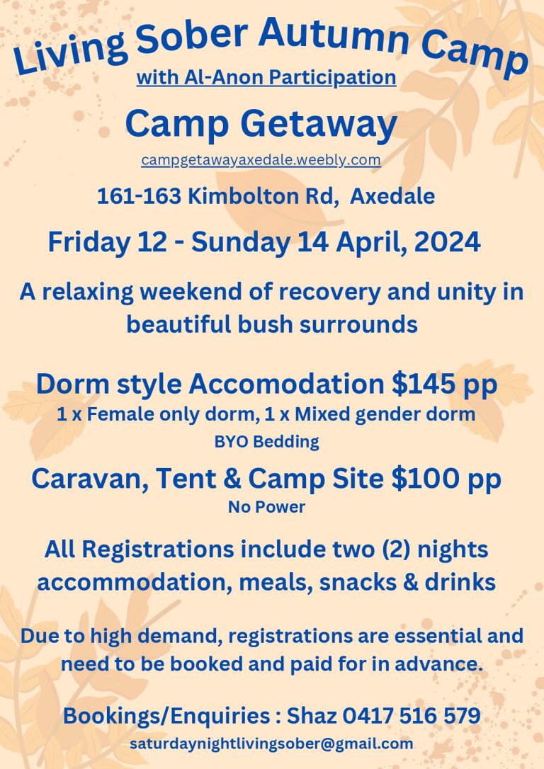 Living Sober Autumn Camp - with Al Anon Participation @ Camp Getaway | Axedale | Victoria | Australia